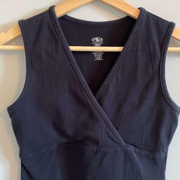 Black Crossover V-Neck Tank Top Cotton Y2K Sporty Athletic - Picture 2 of 10